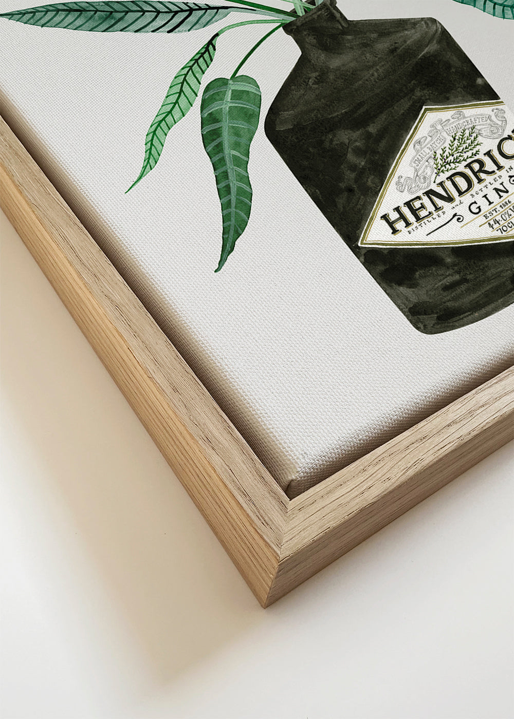 Arte para cozinha garrafa Hendrick's com folhagem