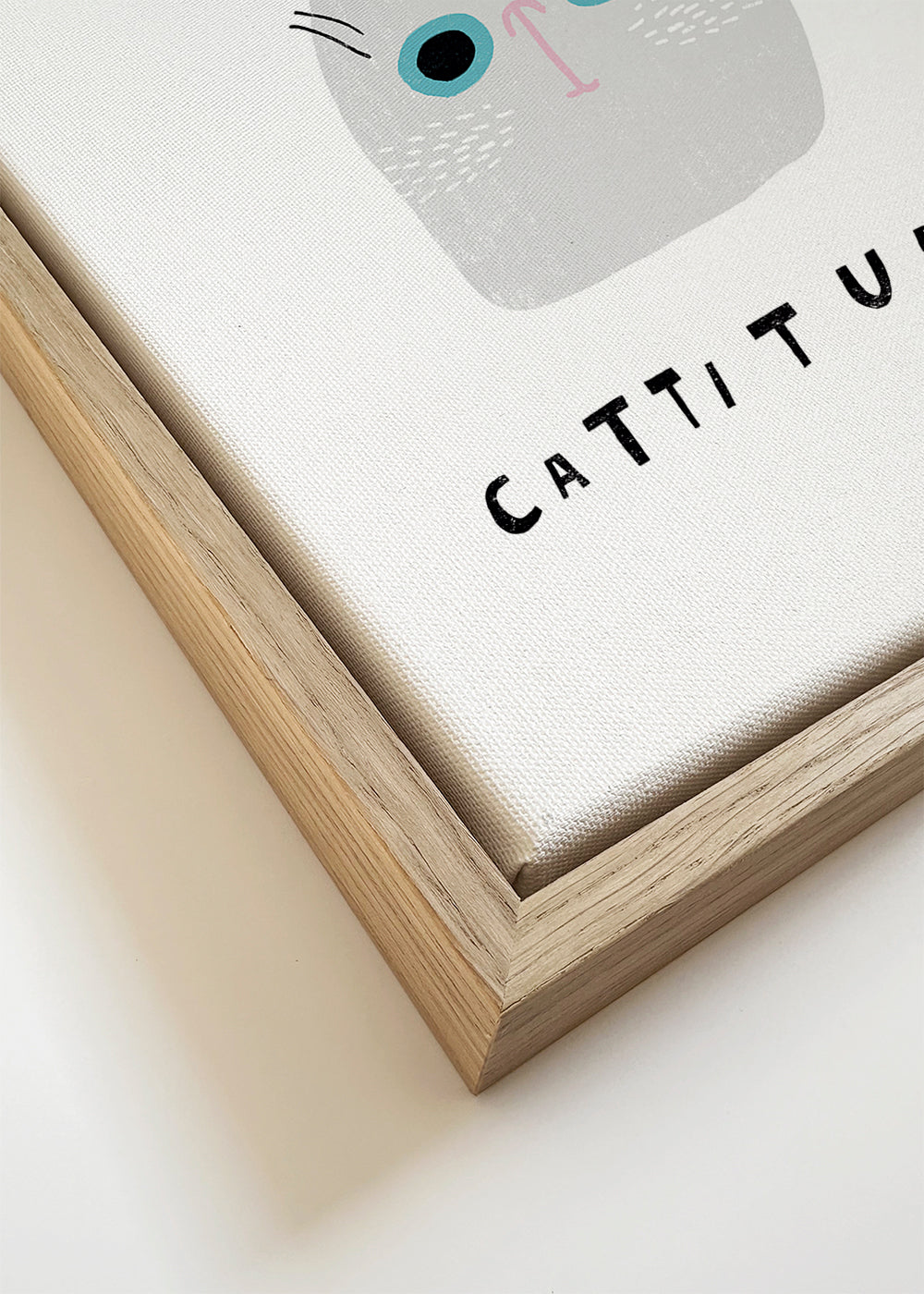 Quadro gato minimalista com frase divertida
