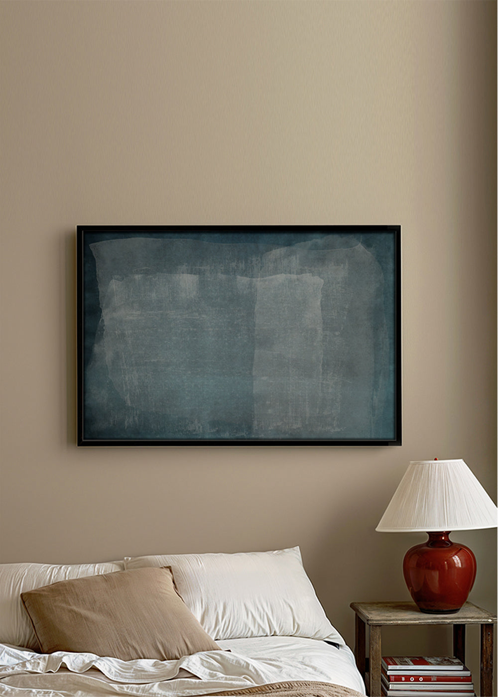 Quadro abstrato campo azul texturizado