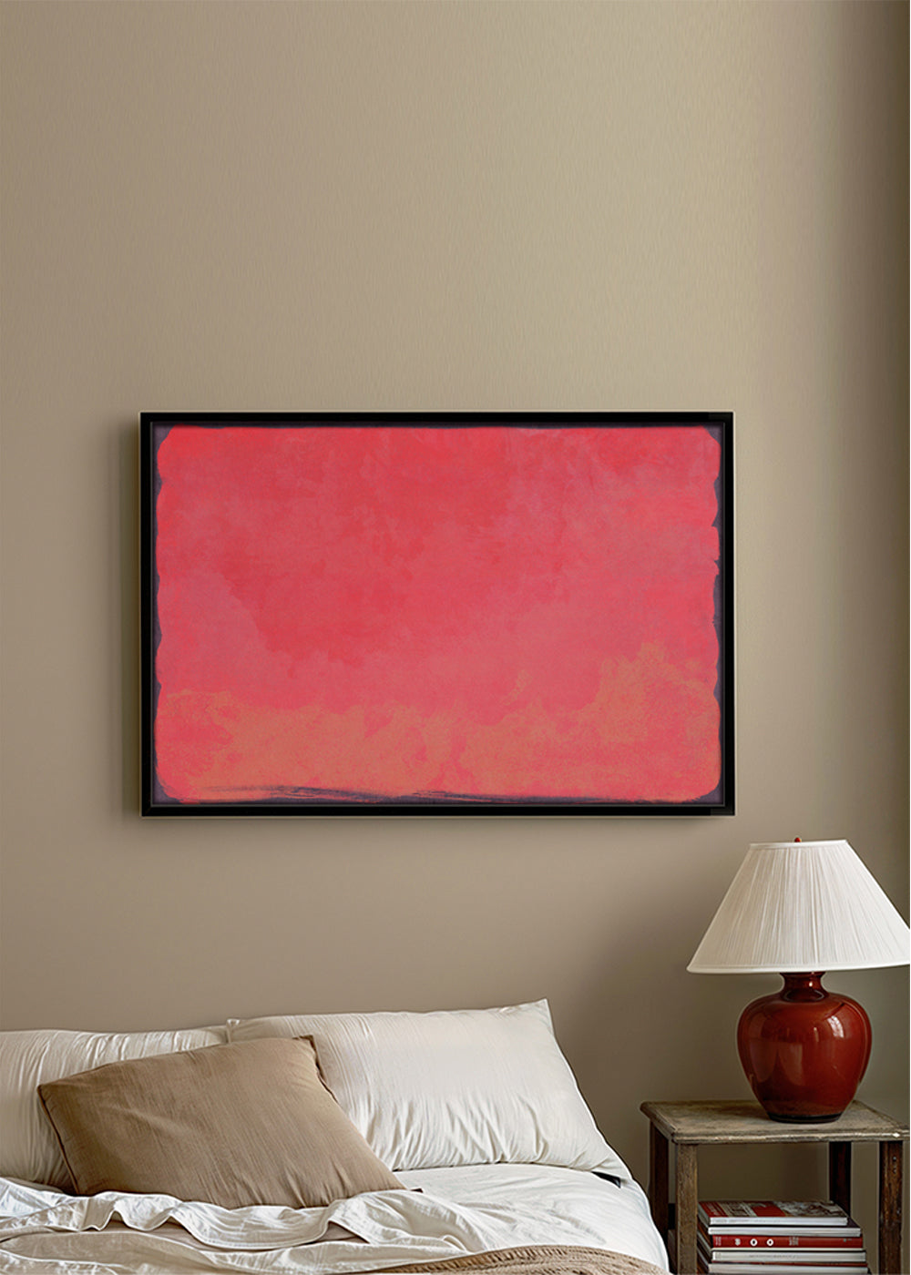 Quadro abstrato campo cor fúcsia