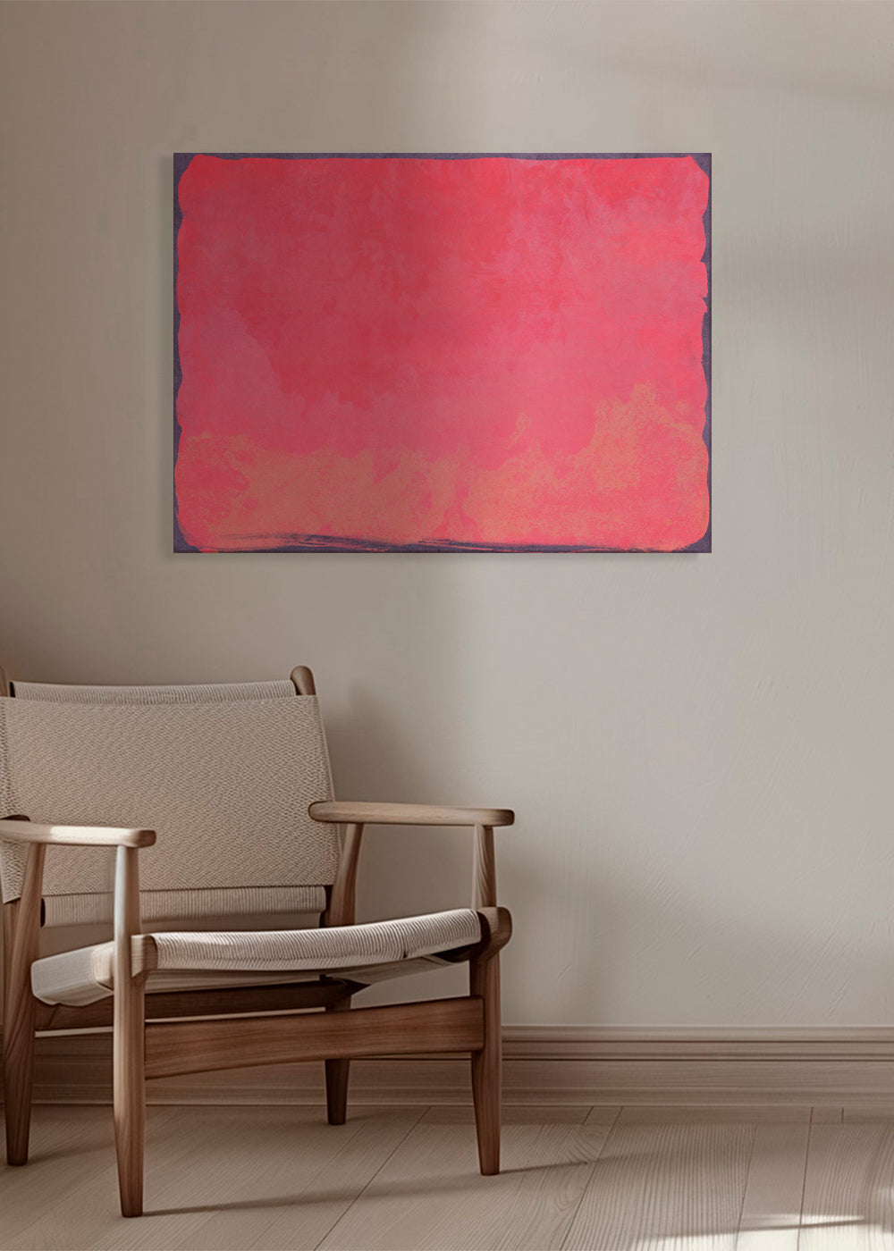 Quadro abstrato campo cor fúcsia