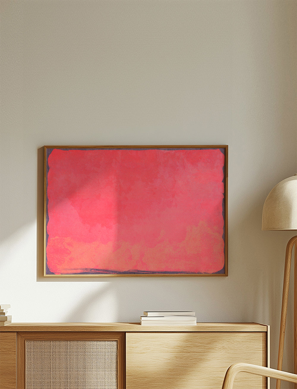 Quadro abstrato campo cor fúcsia