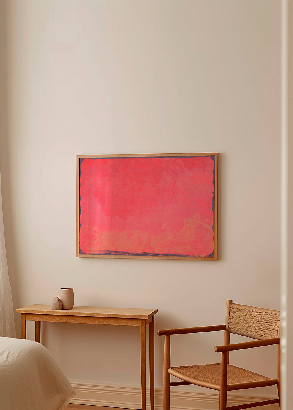 Quadro abstrato campo cor fúcsia
