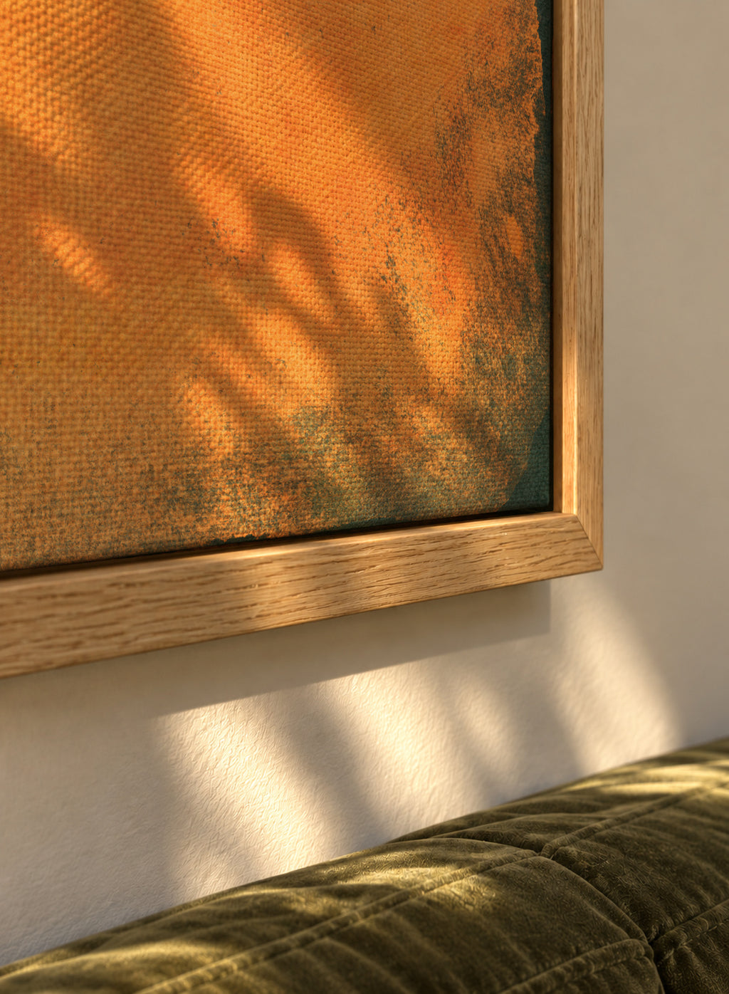 Minimal Orange Abstract Colorfield Painting 01 - Framed canvas detail