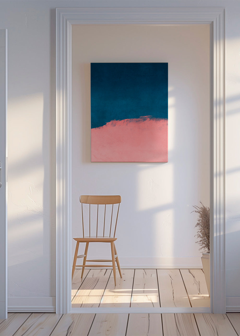 Paisagem minimalista rosa e azul