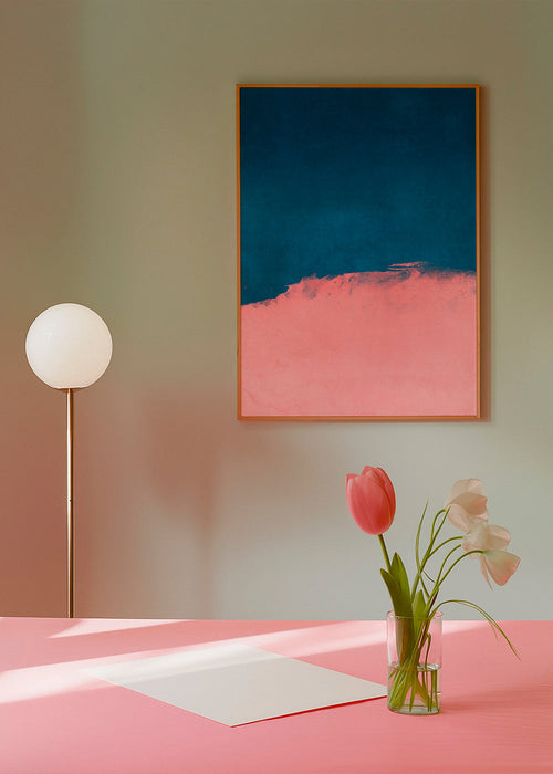 Paisagem minimalista rosa e azul