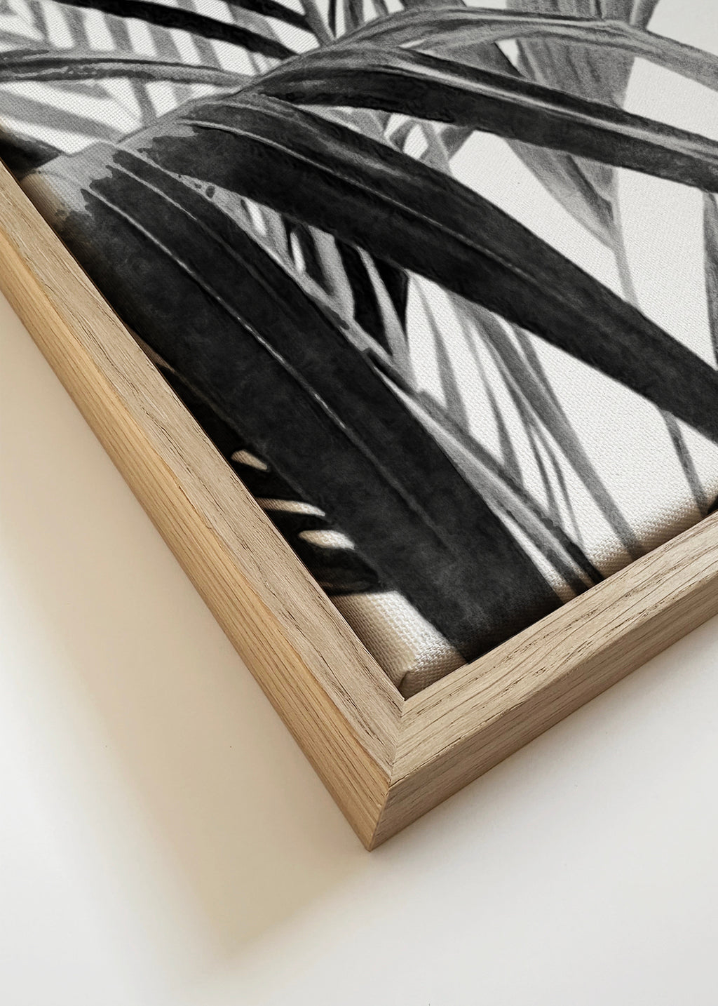 Palm Leaves Black and White 03 - Framed canvas detail