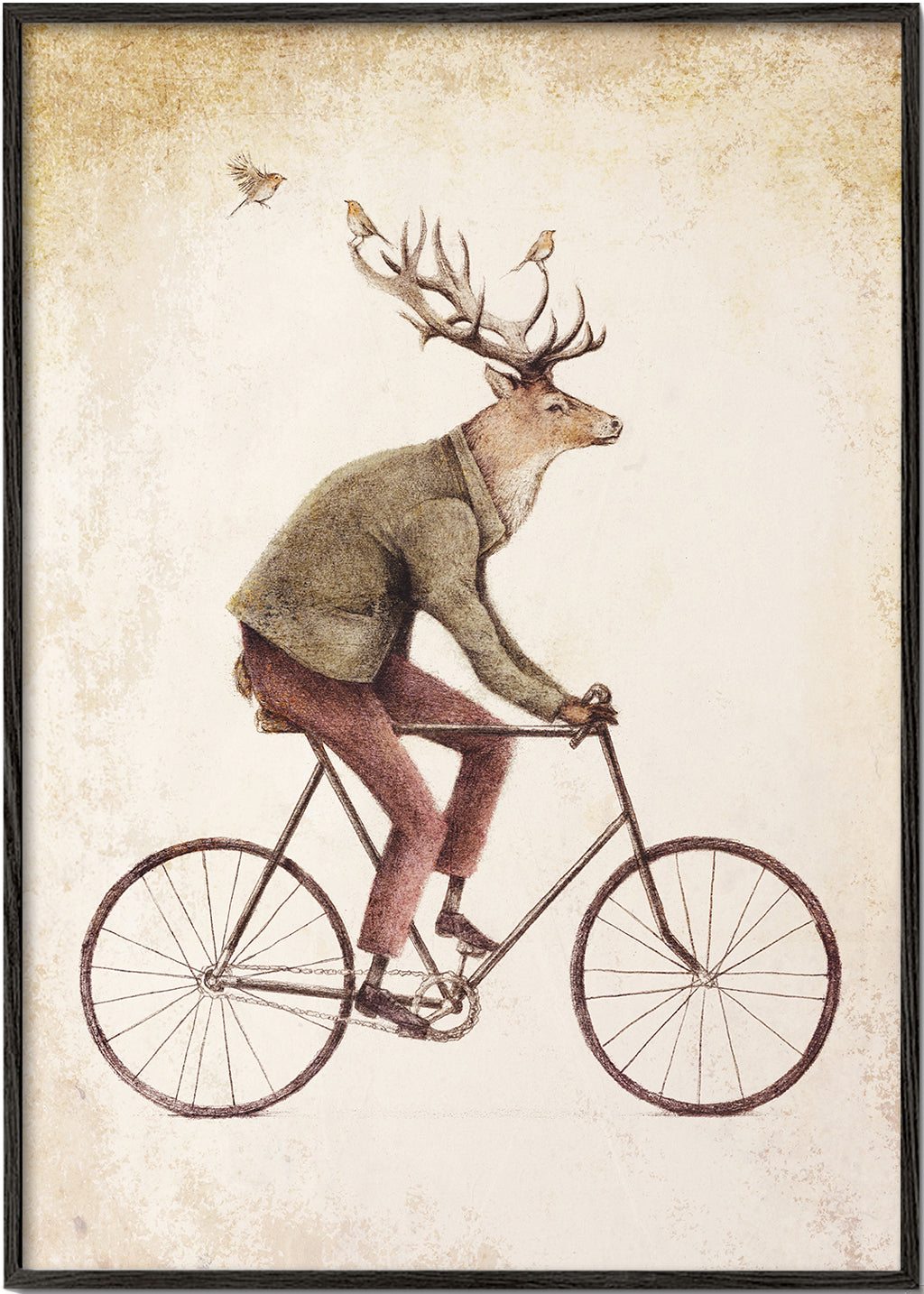 Arte vintage do veado de bicicleta