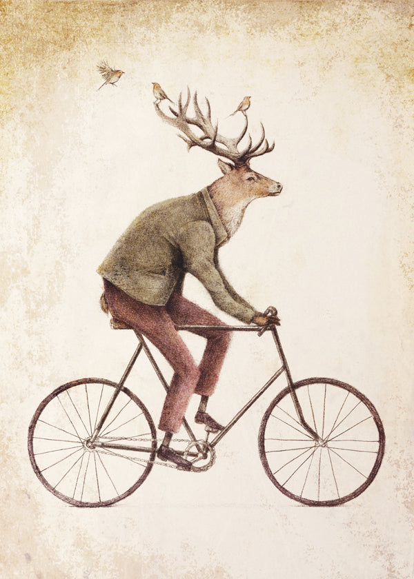 Arte vintage do veado de bicicleta