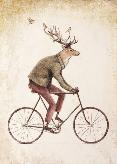 Arte vintage do veado de bicicleta