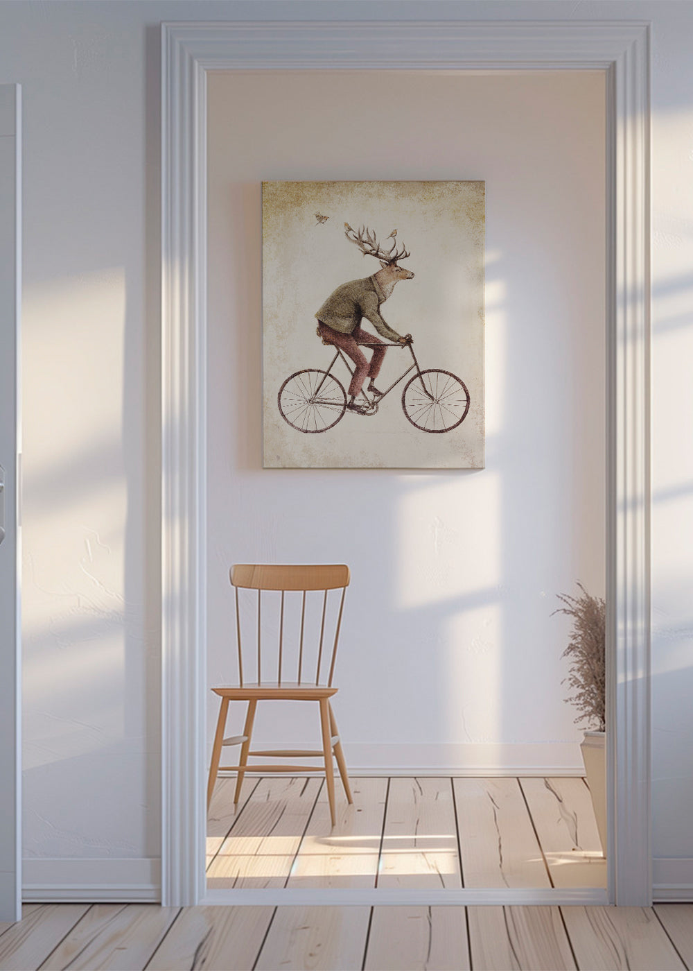 Arte vintage do veado de bicicleta
