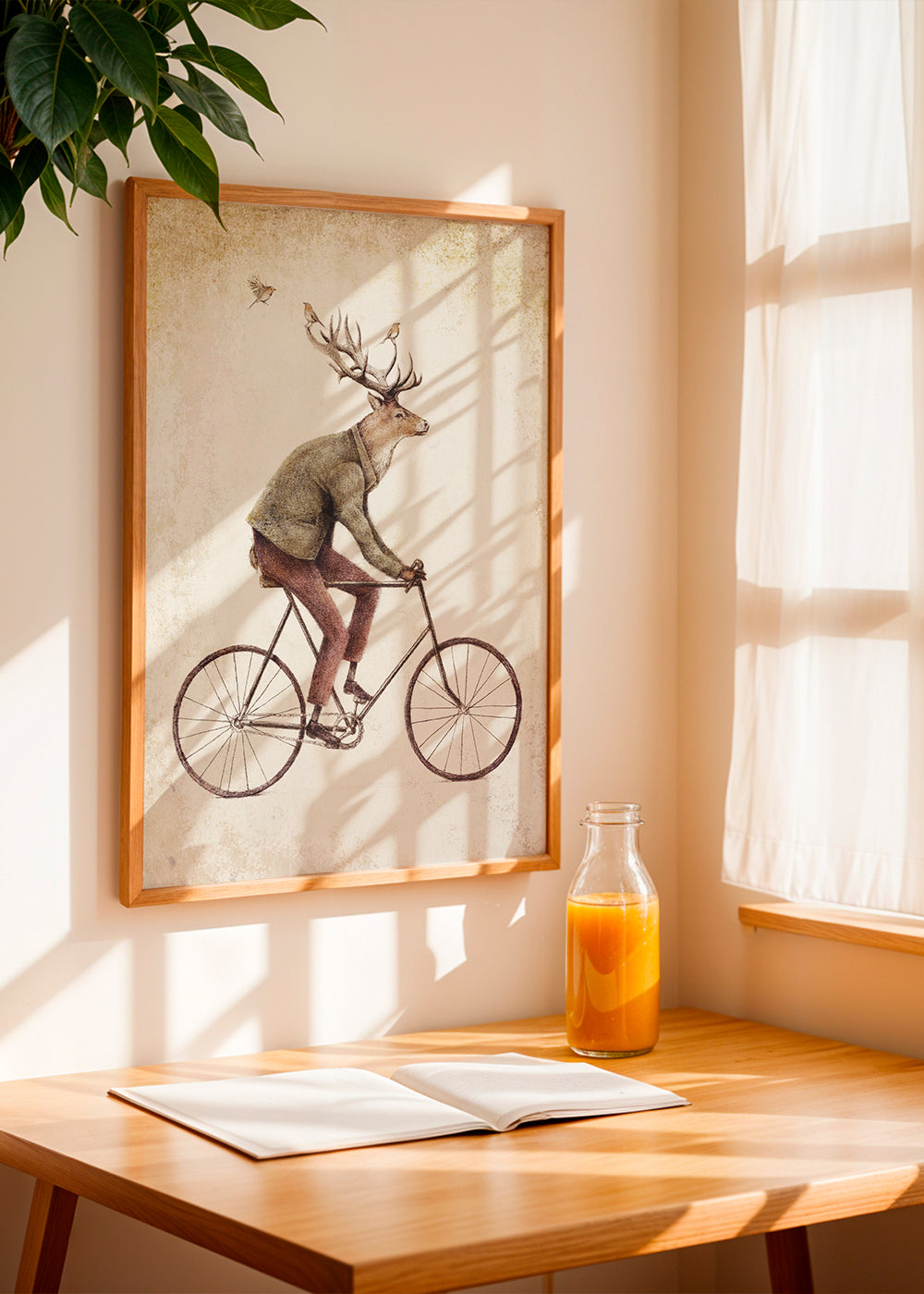Arte vintage do veado de bicicleta