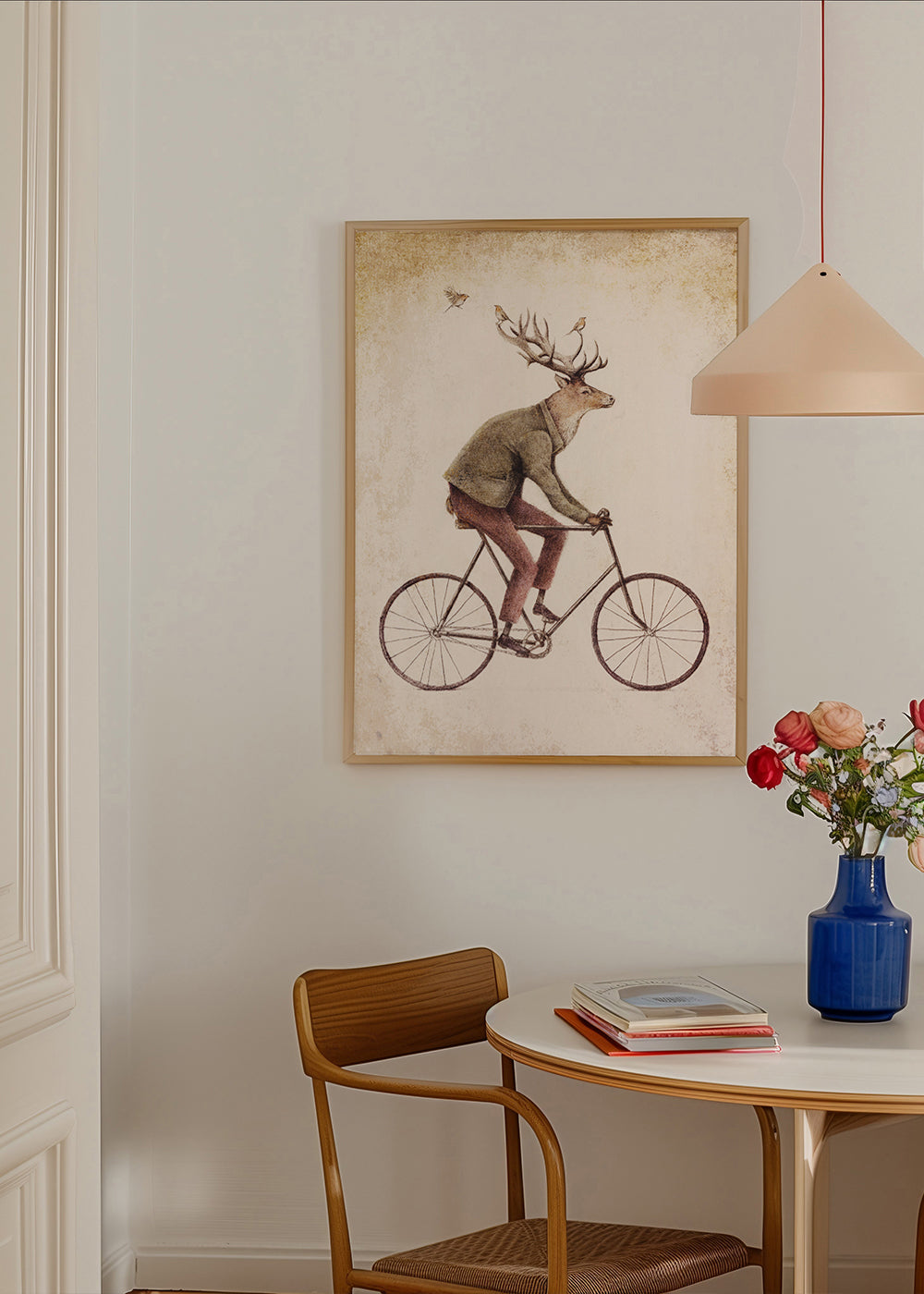 Arte vintage do veado de bicicleta