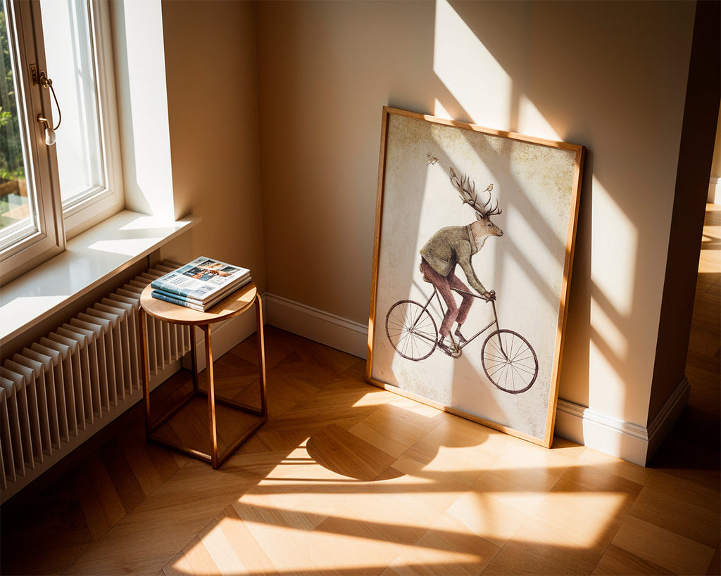 Arte vintage do veado de bicicleta