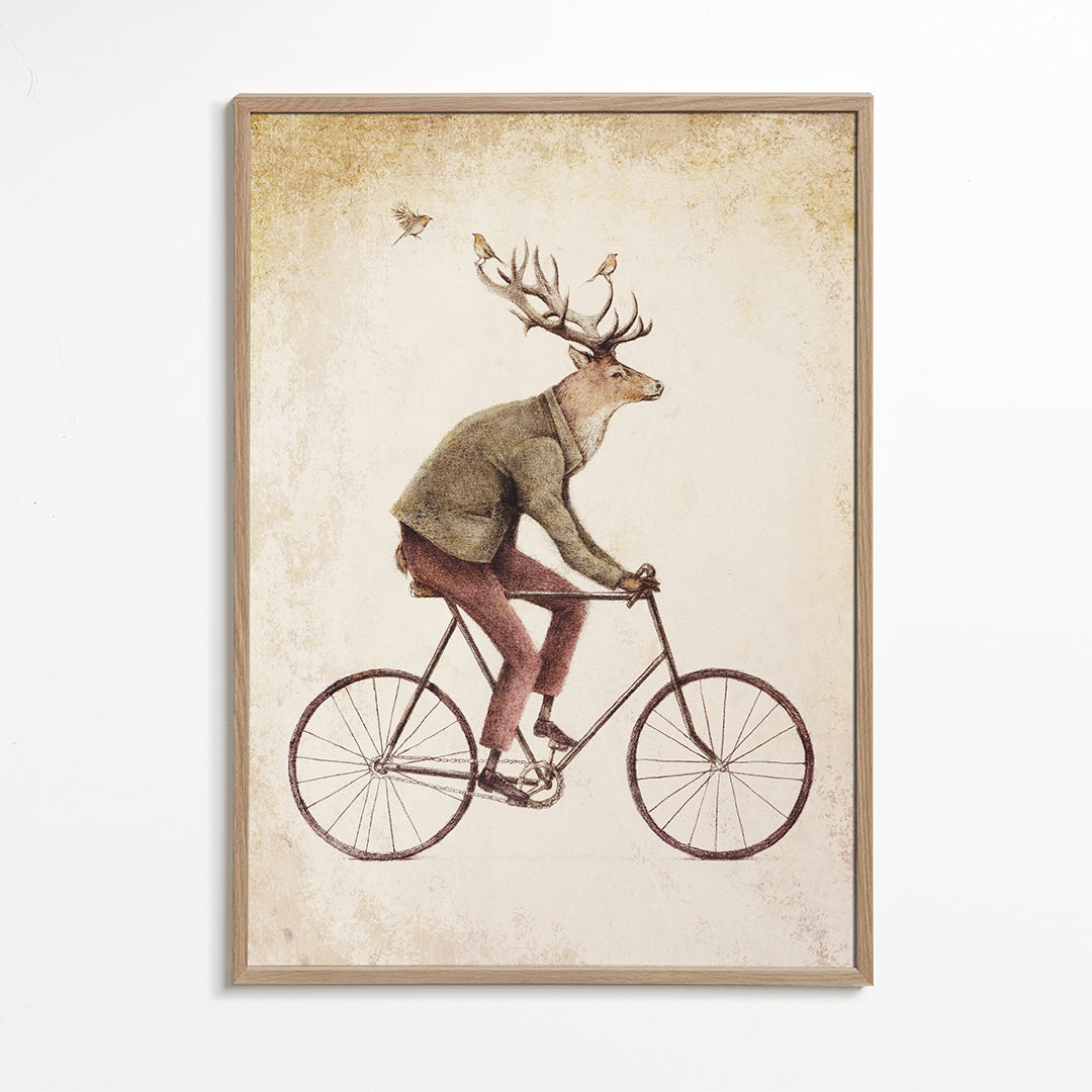 Arte vintage do veado de bicicleta