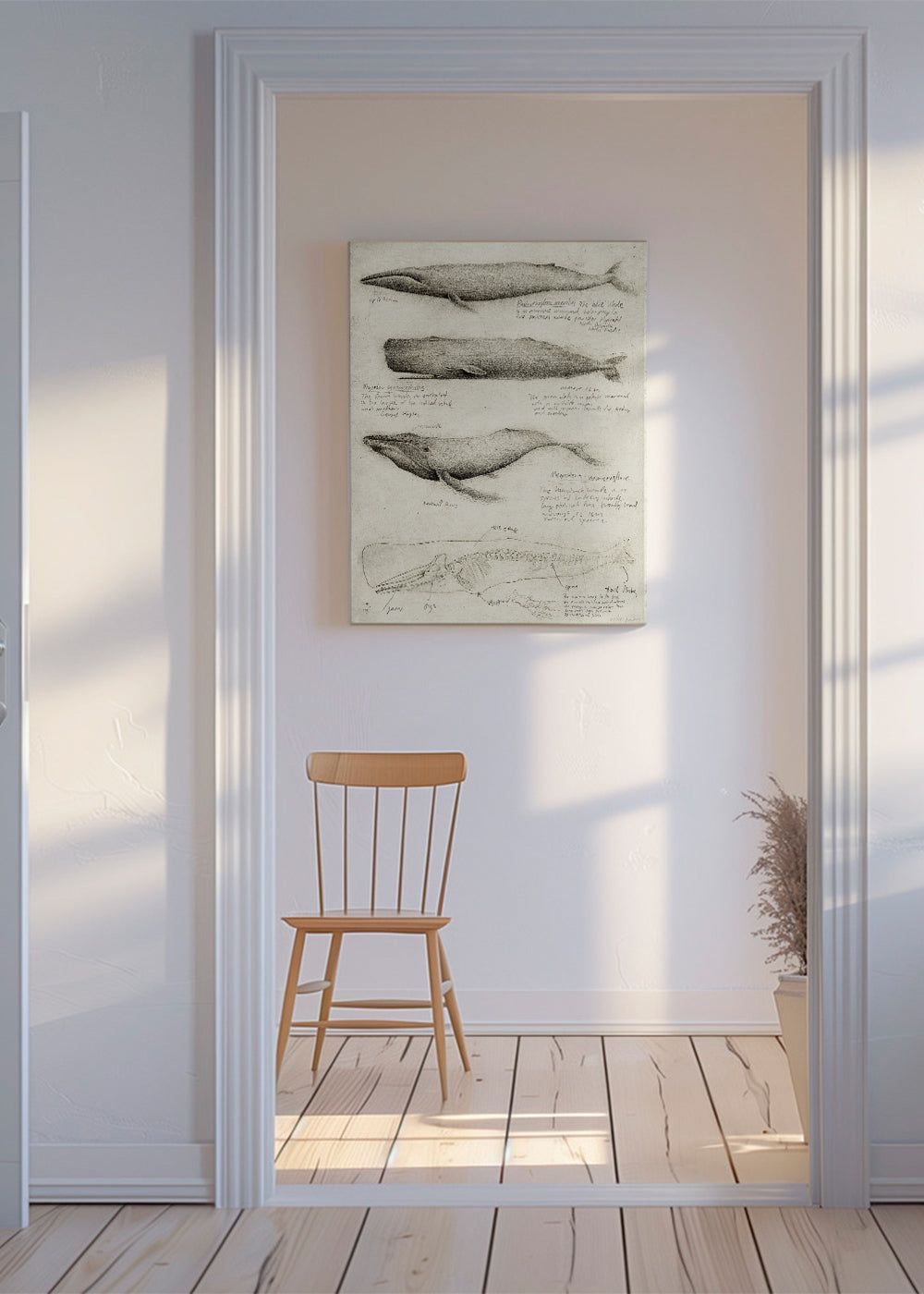 Quadro científico de baleias em esboço