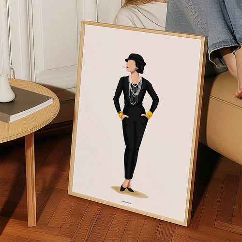Ilustração Coco Chanel com pérolas