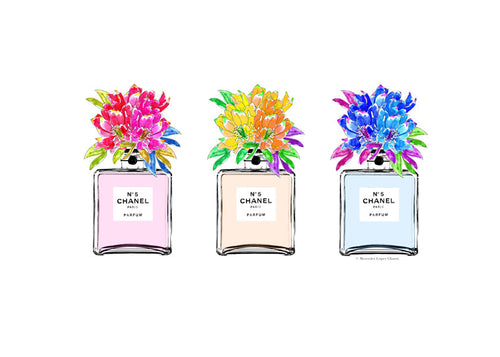 Ilustração frascos de perfume florais