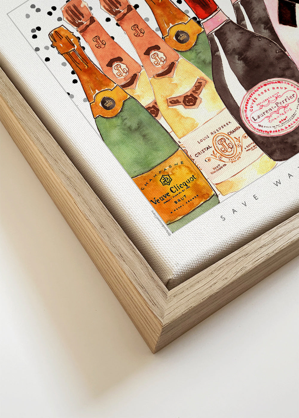 Arte para cozinha com garrafas de champanhe ilustradas