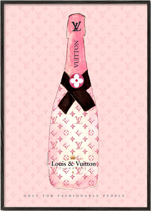 Ilustração garrafa champagne LV rosa