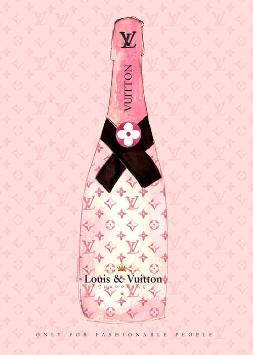 Ilustração garrafa champagne LV rosa