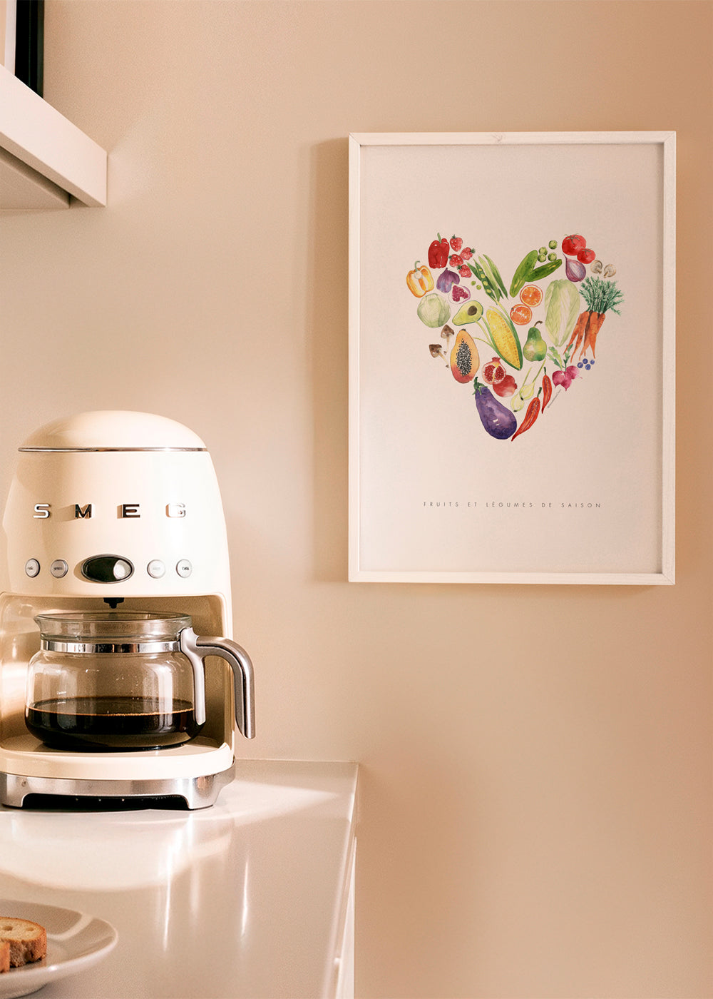 Arte para cozinha coração de verduras aquarela
