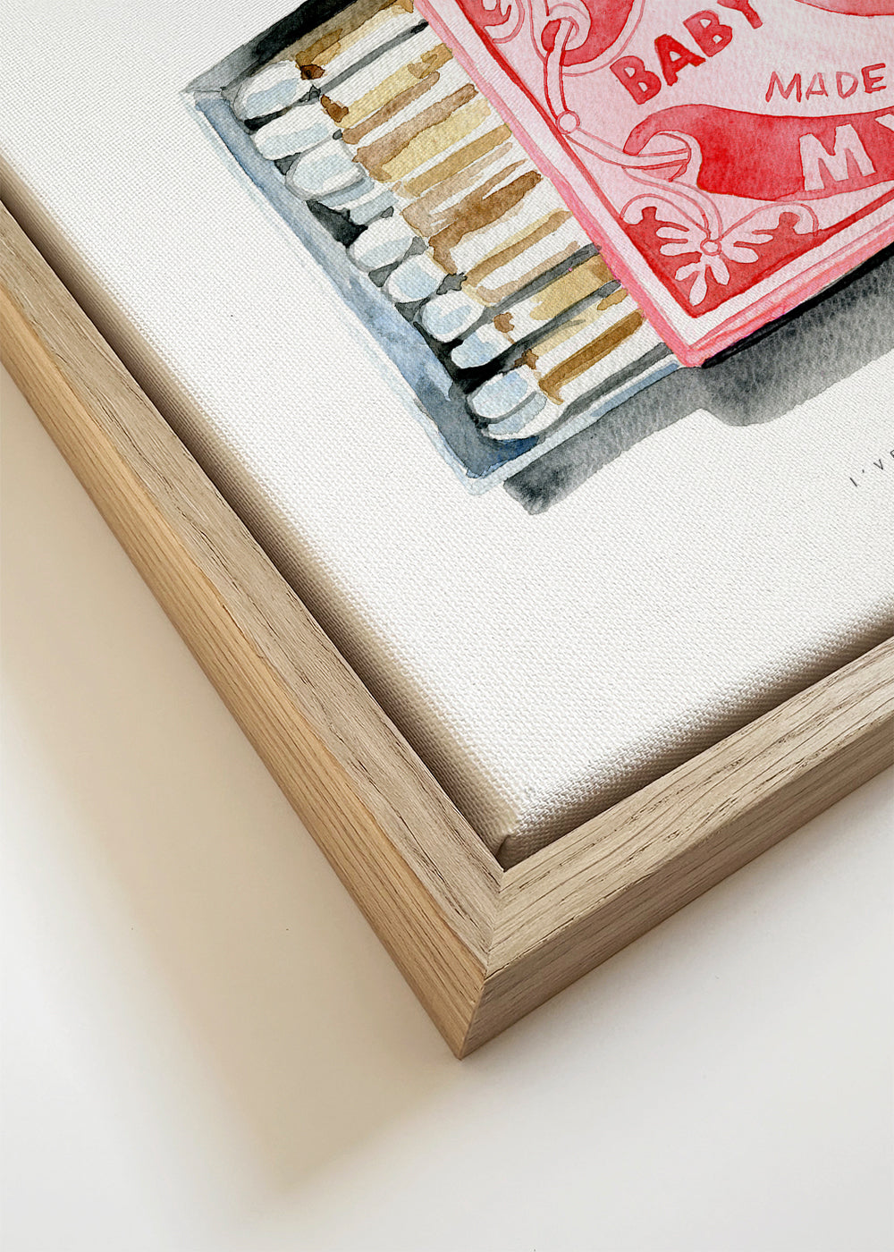 Ilustração de caixa de fósforos com coração em aquarela