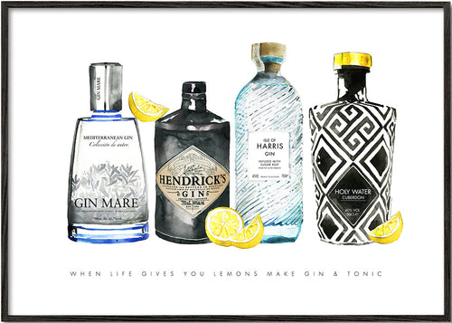 Arte para cozinha com gin e limões