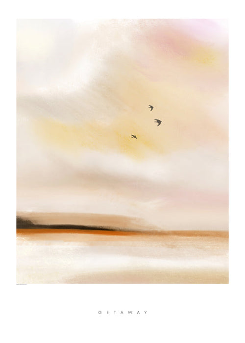 Arte para paisagem: costa em tons pastel