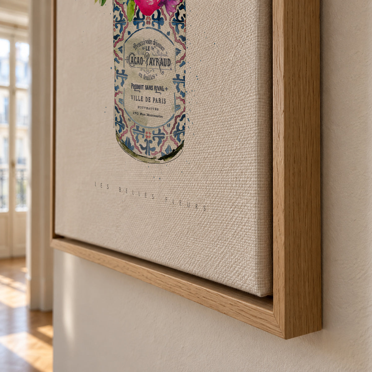 Summer Florals Vintage Can - Framed canvas detail