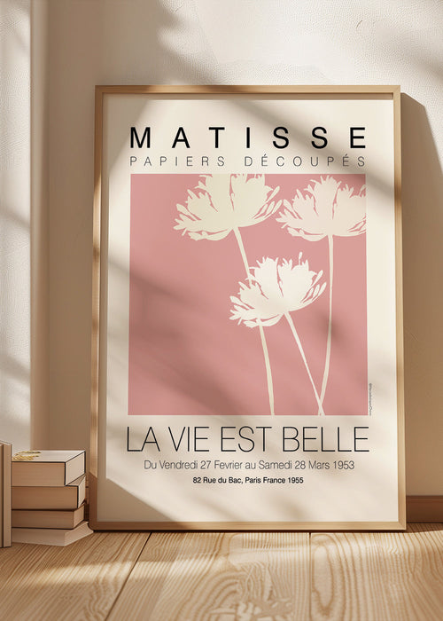 Estampa botânica Matisse recortes em rosa