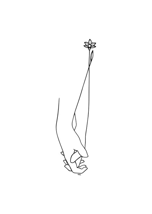 Ilustração minimalista de mãos entrelaçadas