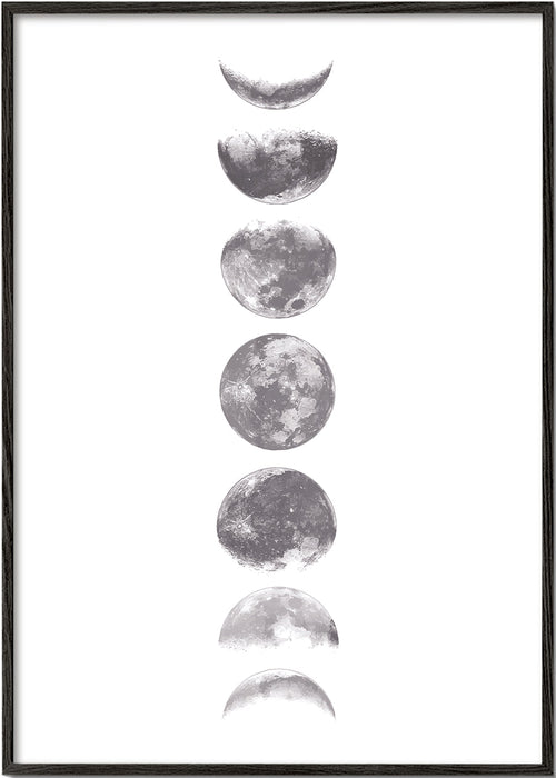 Arte preto e branco fases da lua vertical