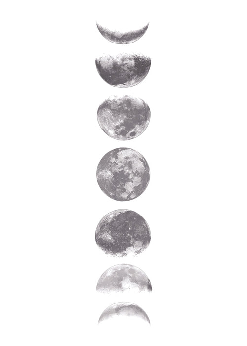 Arte preto e branco fases da lua vertical