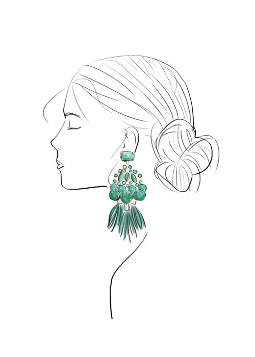 Ilustração perfil feminino com brincos verdes