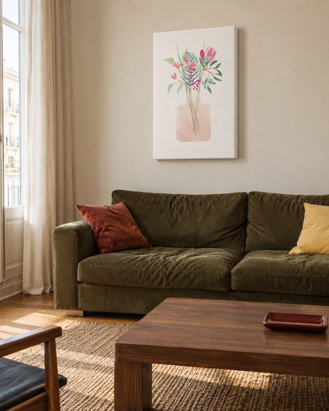 Flower bouquet No.1 - Unframed canvas in an interior