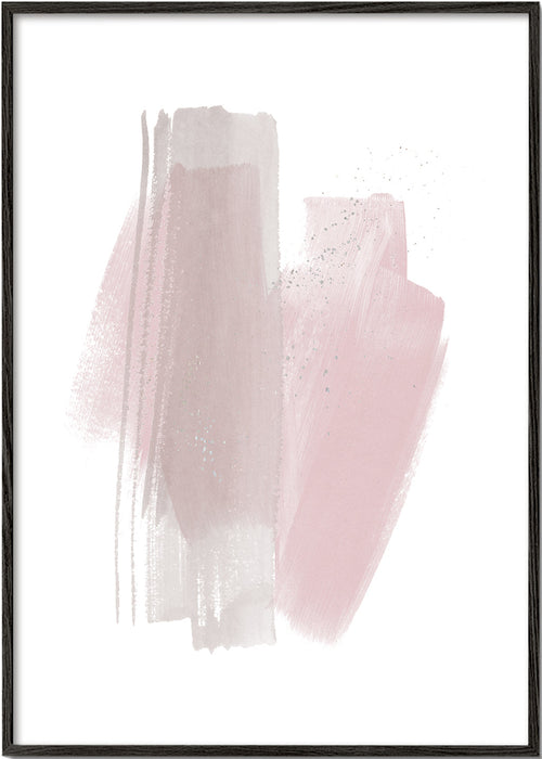 Arte abstrata com pinceladas rosa e bege