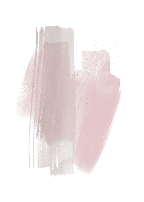 Arte abstrata com pinceladas rosa e bege