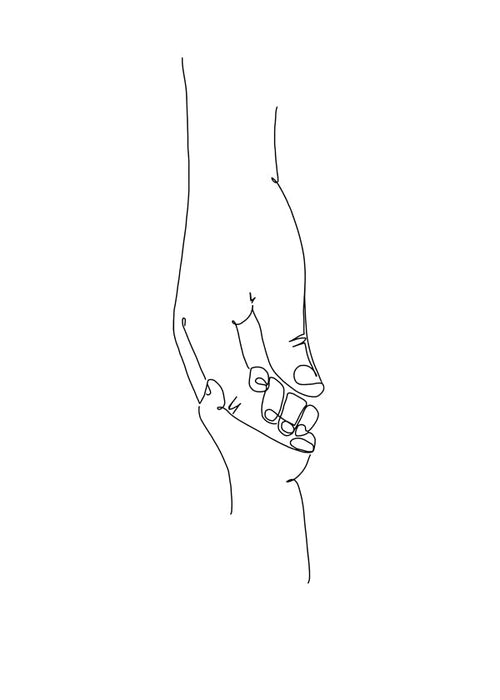 Ilustração line art mãos de bebé