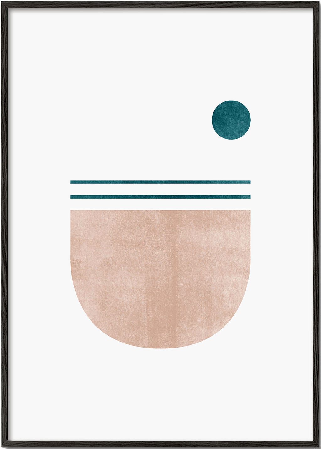 Quadro geométrico semicírculo com ponto teal