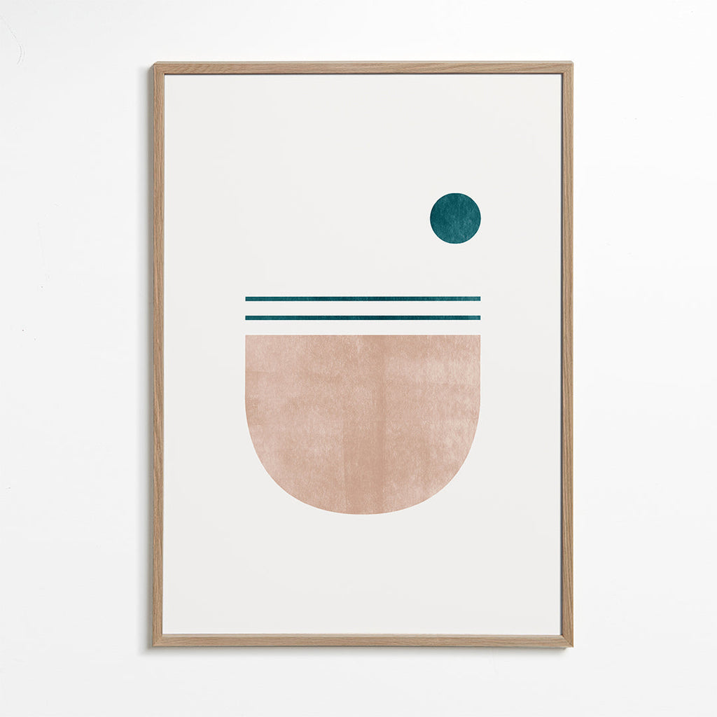 Quadro geométrico semicírculo com ponto teal