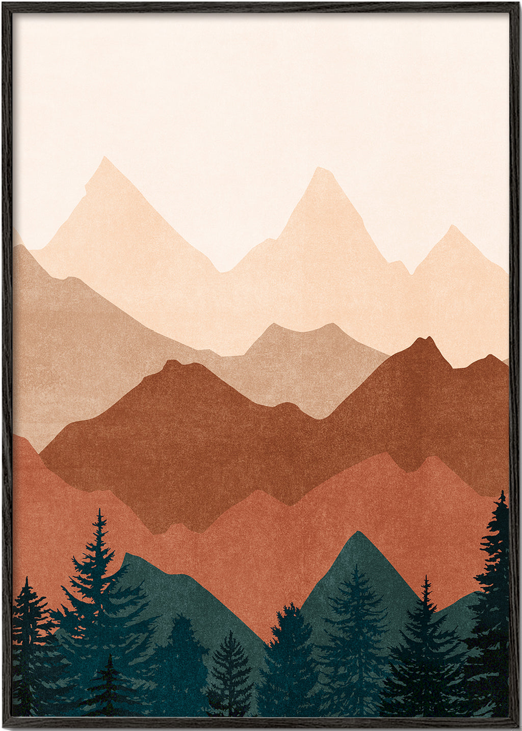 Arte paisagística com picos em camadas