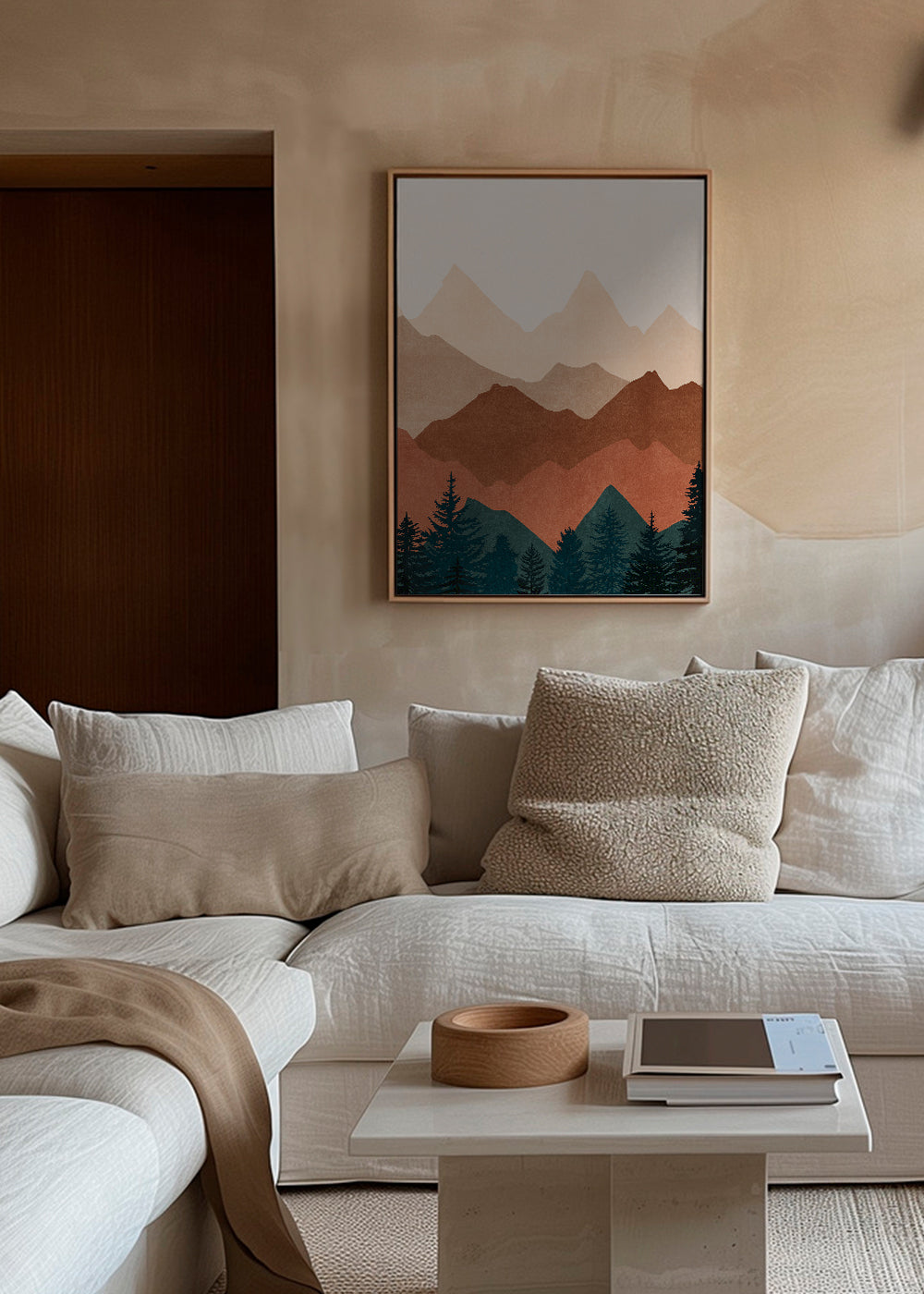 Arte paisagística com picos em camadas