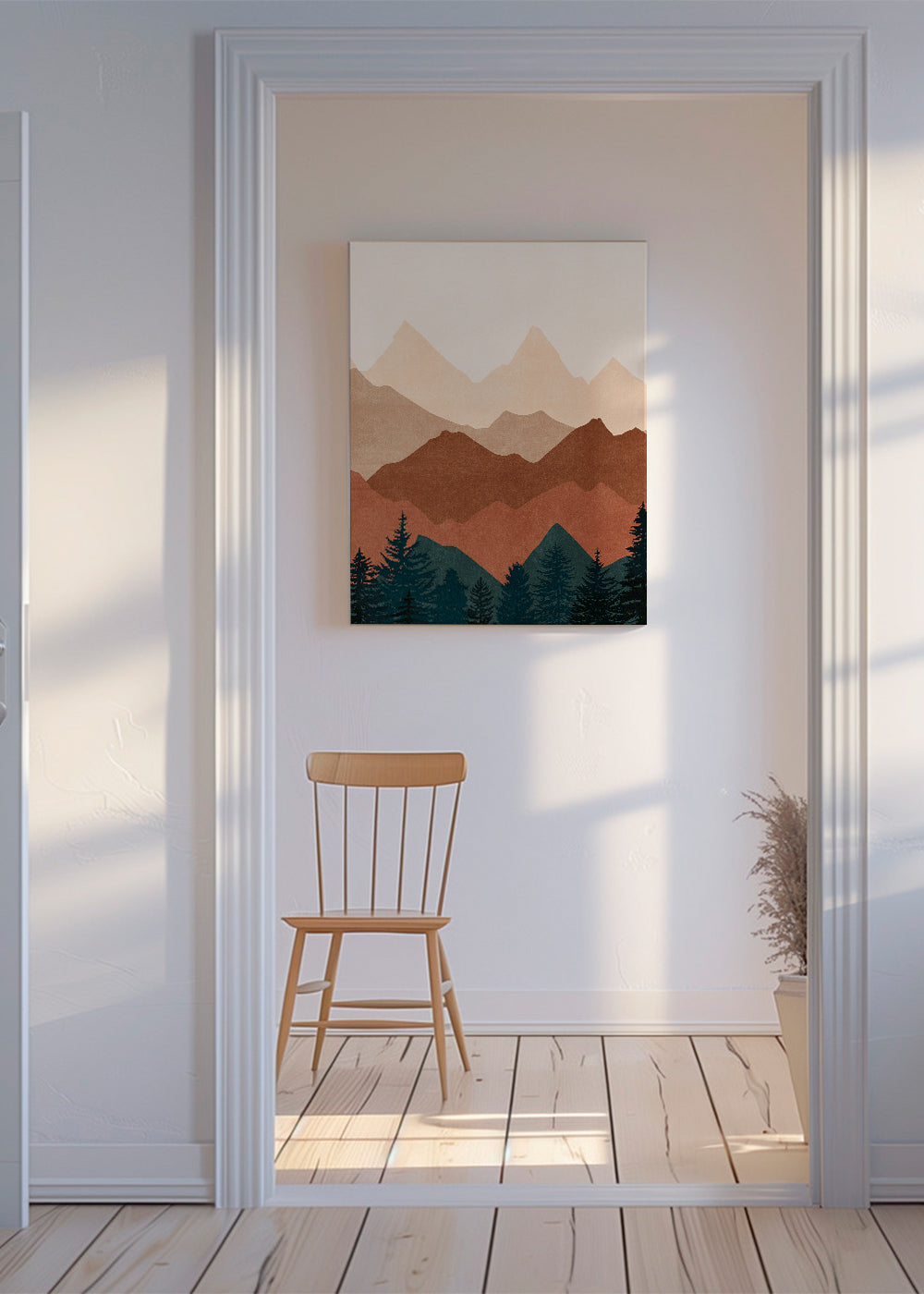 Arte paisagística com picos em camadas