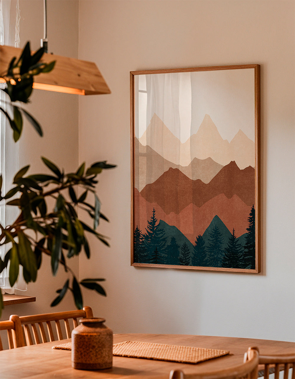 Arte paisagística com picos em camadas