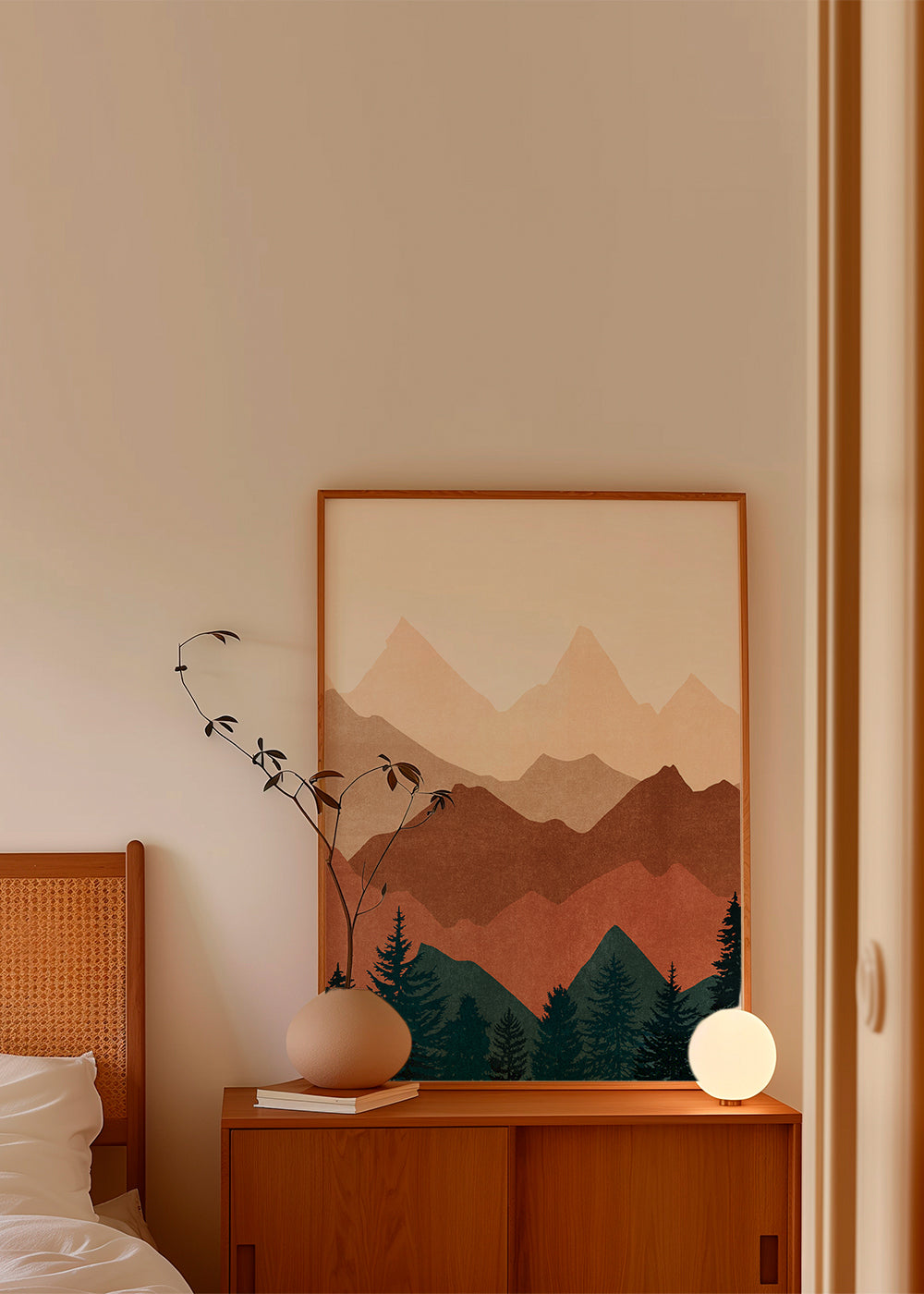 Arte paisagística com picos em camadas
