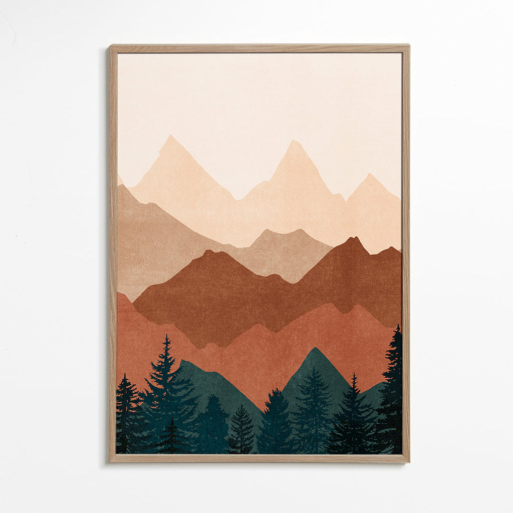 Arte paisagística com picos em camadas