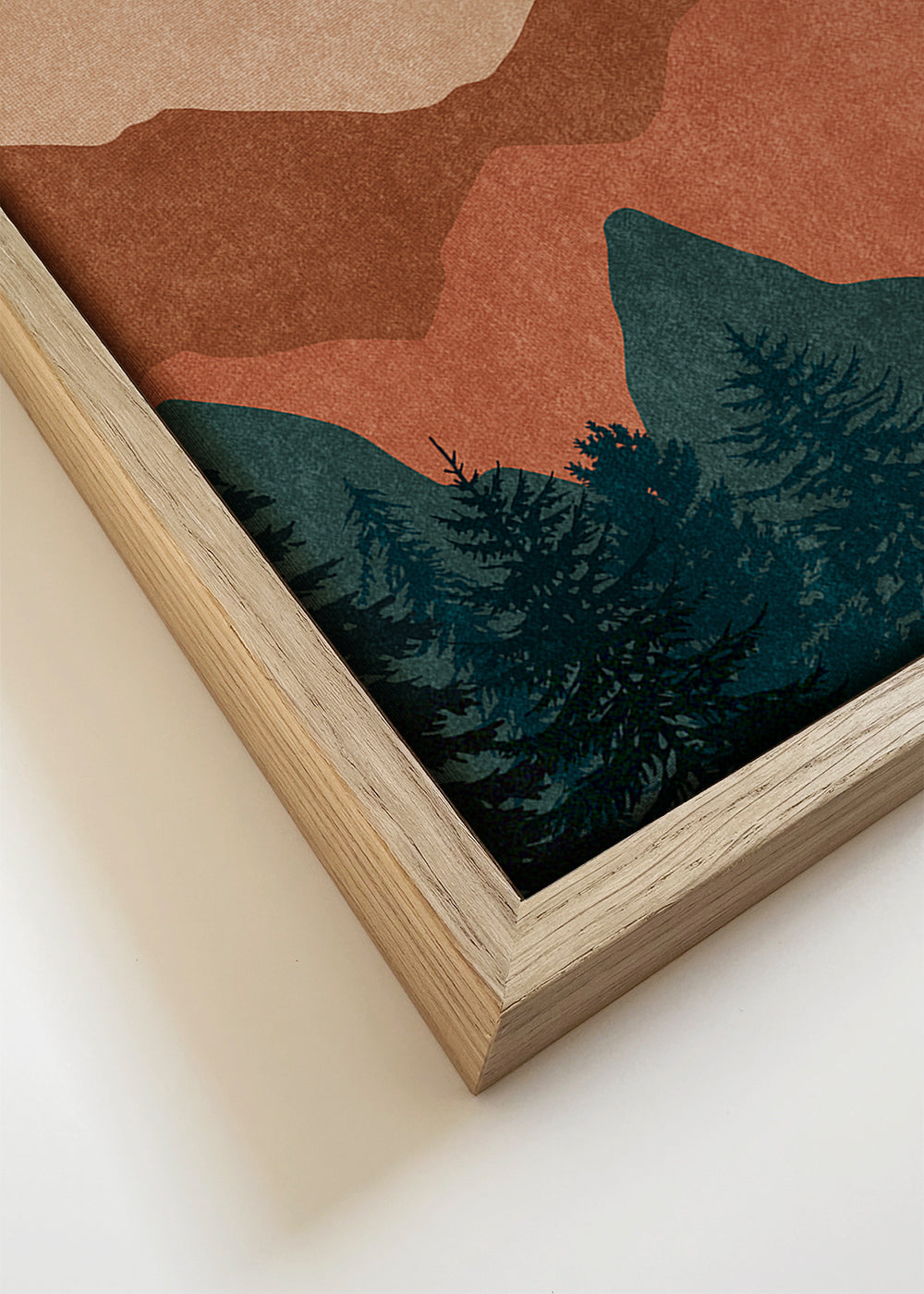 Quadro de montanha com silhuetas em camadas