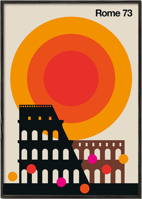 Poster de viagem Rome 73, Colosseu gráfico vintage