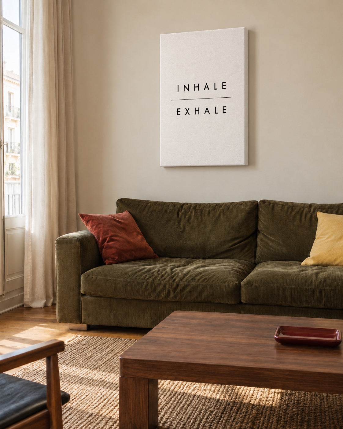 Inhale Exhale - Unframed canvas in an interior